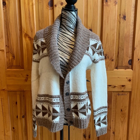 Chaps Sweaters - Tribal brown and cream cardigan Chaps Sweaters - Tribal brown and cream cardigan
